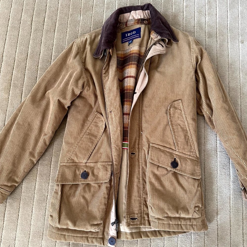 IZOD Corduroy Chore Utility Mens Coat Jacket Men Small S/CH